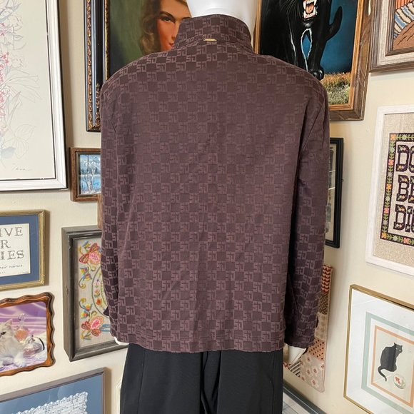 St John Sport Dark Brown All Over Logo Fitted Jacket with Gold Hardware Size S - Picture 5 of 9